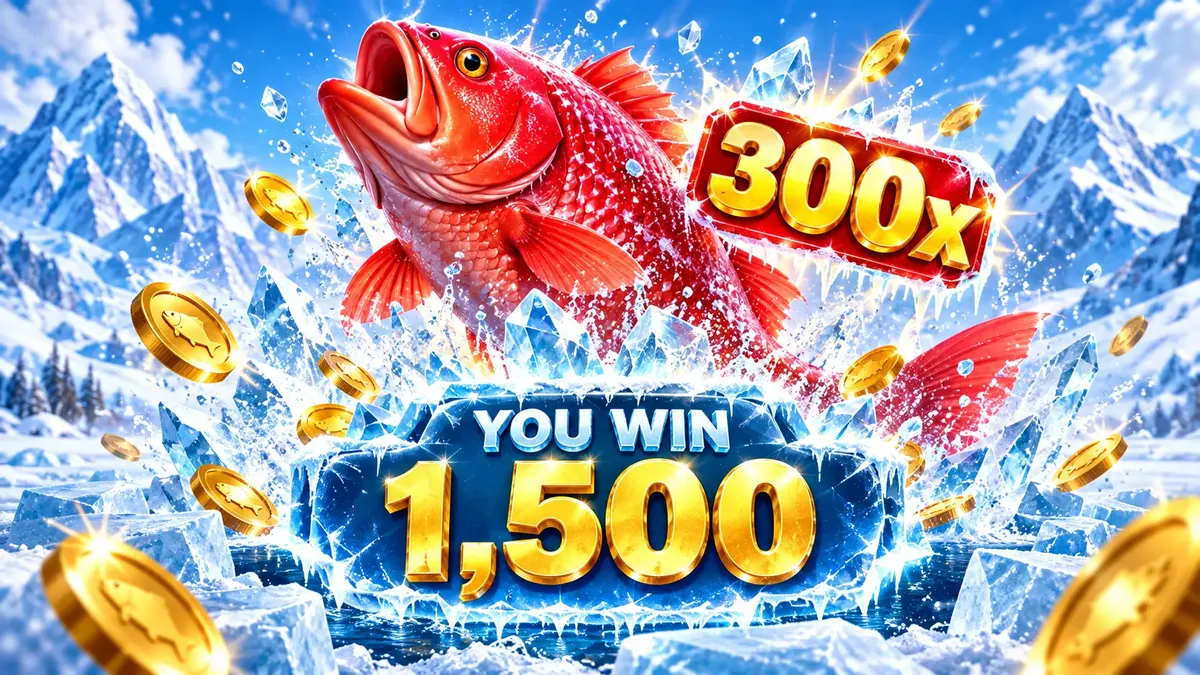 Huge Reds bonus round in Ice Fishing paying 300x with a 1,500 win